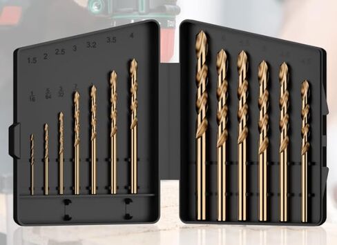 Cobalt Drill Bit Set, 13Pcs M35 High Speed Steel Jobber Length Drill Bit Kit for Hardened Metal, Stainless Steel, Cast Iron, Wood and Plastic, with Index Storage Case, 1/16"-1/4" in Kuwait