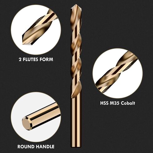 Cobalt Drill Bit Set, 13Pcs M35 High Speed Steel Jobber Length Drill Bit Kit for Hardened Metal, Stainless Steel, Cast Iron, Wood and Plastic, with Index Storage Case, 1/16"-1/4" in Kuwait