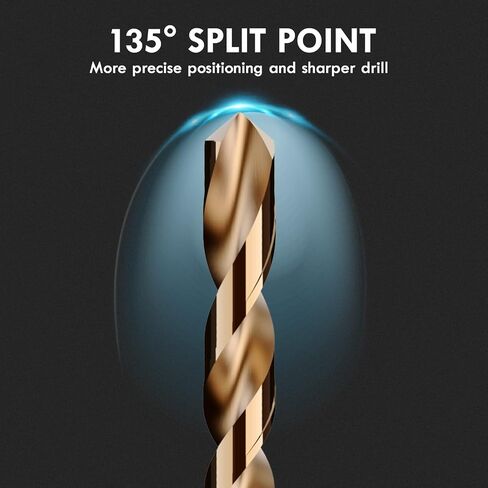Cobalt Drill Bit Set, 13Pcs M35 High Speed Steel Jobber Length Drill Bit Kit for Hardened Metal, Stainless Steel, Cast Iron, Wood and Plastic, with Index Storage Case, 1/16"-1/4" in Kuwait
