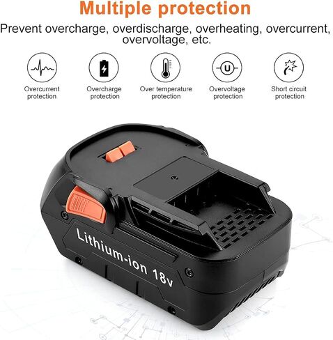 2Pack 18V Lithium Replacement Battery for Ridgid 18V Battery R840087 R840086 R840085 R840083 R840089 AC840085 AC840086, Compatible with Ridgid 18V Cordless Drill Tools in Kuwait