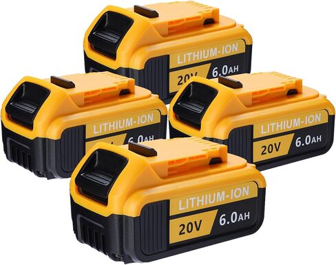 4-Pack 6.0Ah Replacement 20V Max Battery for De walt, Compatible for De Walt 20 Volt Power Tools & Chagers, Replaces for DCB206/205/204/203/201 Batteries,Long Runtime for Contractors & Job Sites in Kuwait