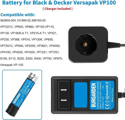 2Pack 3.6V 3600mAh Ni-Mh Battery for Black & Decker Versapak VP100 VP100C VP105 VP105C VP110 VP110C VP130 VP142 VP143 VP7240 Power Tools (Battery Charger Included) in Kuwait