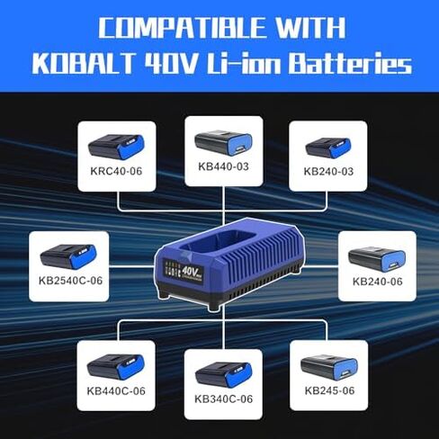 6.5Ah Replacement for Kobalt 40v max Battery and Charger Set KB440-03 KB440C-06 KB240-03 KB640-03 Compatible with 40v Kobalt Cordless Tools in Kuwait