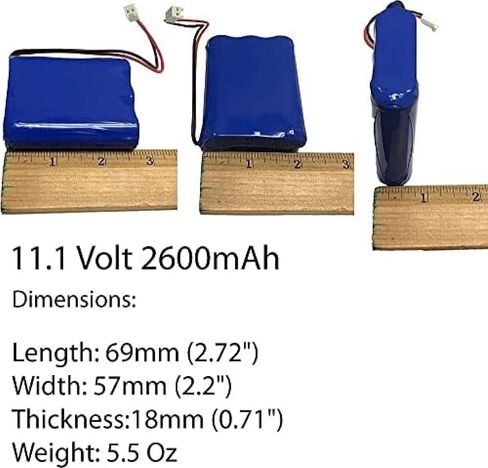 11.1V 2600mAh 3-Cell Li-ion 18650 28.86Wh Replaceable Battery Pack with 2-pin MTA-100 Connector 1pcs in Kuwait
