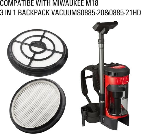 49-90-1963 Replacement Filter Compatible with Milwaukee M18 3 In 1 Backpack Vac Vacuum Filter 0885-21HD 0885-20(2 Pack) in Kuwait