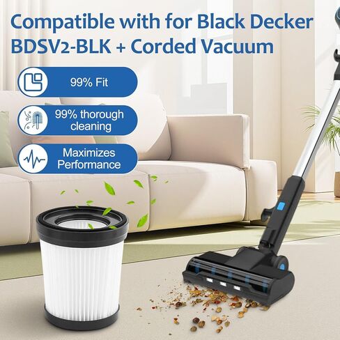 Vacuum Replacement Filters For Black Decker BDSV2-BLK BDSV2, Washable And Reusable Vacuum Filters For Black Decker PowerSeries Plus+ Corded Vacuum Cleaner in Kuwait