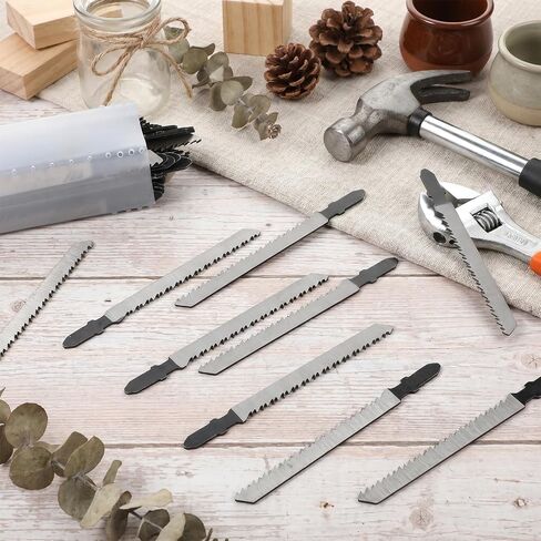 80Pack T101B T-Shank Jigsaw Blades - 4 Inch 10 TPI Contractor Jig Saw Blades Set, T-Shank Jig Saw Blade for Wood Metal Plastic, Made with High Speed Carbon Steel Precise Clean Straight Cutting in Kuwait