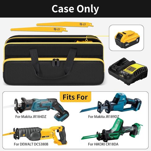 Reciprocating Saw Tool Bag for DEWALT DCS380B, DCS380P1 Battery, Case Only | with Blade Pocket & Accessories Slot, Heavy Duty Padded Oxford Fabric, Easy Carry, for Tradesmen, DIYers, Jobsites, Workshops in Kuwait