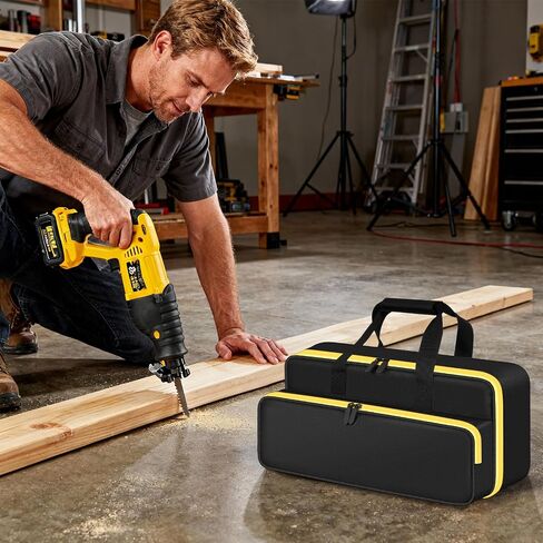 Reciprocating Saw Tool Bag for DEWALT DCS380B, DCS380P1 Battery, Case Only | with Blade Pocket & Accessories Slot, Heavy Duty Padded Oxford Fabric, Easy Carry, for Tradesmen, DIYers, Jobsites, Workshops in Kuwait