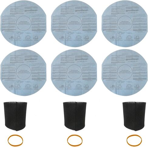 USonline911 6 90107 Dry & 3 90585 Foam Filters with 3 Retaining Bands Replacements for Shop-Vac/VacMaste/Genie vacuums 2.5 Gallon Vacuums: K250, K250K, MACM-250 in Kuwait