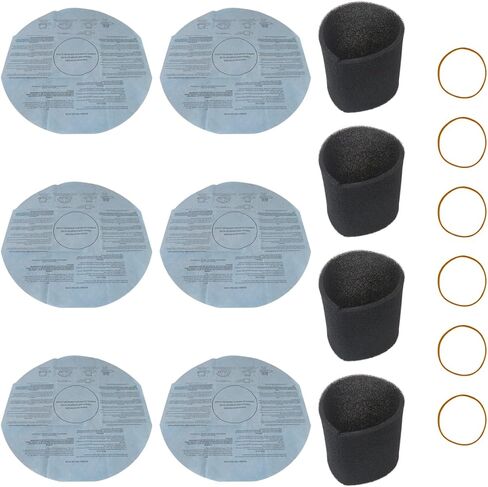 6x Vacuum Filters and 4x Foam Sleeve 90585 & 6x Retaining Bands Fit for shop vac filter 90107/90137, 90137/064792, Type S, Type T, 9010711, 9010733, 90585/064911, VF2002（16 Pieces)(2025 New) in Kuwait