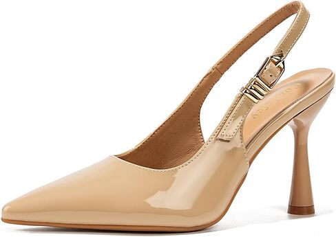 Women's Pointed Toe Slingback Pumps | High Stiletto Heels with Adjustable Buckle in Kuwait