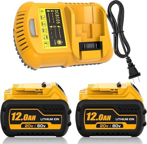 12.0Ah Replacement for Dewalt 20V/60v Flexvolt Battery and DCB105 Charger | Compatible with Dewalt 20V/60V Max Battery DCB606 DCB609-2 DCB606-2 DCB612 in Saudi Arabia