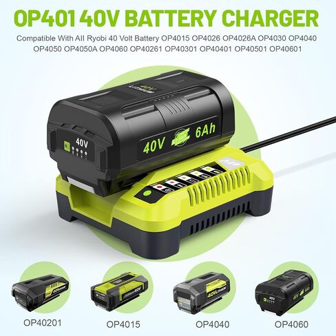 FANCY BUYING OP401 Quick Charger for RYOBI 40V Battery Charger,Compatible with 40 Volt OP4015 OP4026 OP4040 OP4050 OP4060 RYOBI 40V Charger in Kuwait