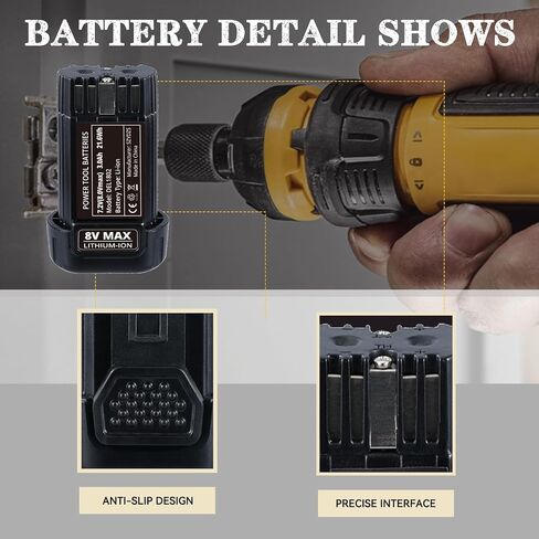 2Packs 3.0Ah DCB080 Lithium-Ion Battery Replacement for Dewalt 8V Battery DCF680N1 DW4390 DCF680N2 DCL023 DCF680 DCB095 DCF682 DCF682, Compatible with Dewalt 8 Volt Power Tools and Chargers in Kuwait