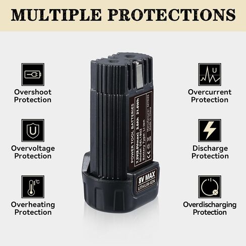 2Packs 3.0Ah DCB080 Lithium-Ion Battery Replacement for Dewalt 8V Battery DCF680N1 DW4390 DCF680N2 DCL023 DCF680 DCB095 DCF682 DCF682, Compatible with Dewalt 8 Volt Power Tools and Chargers in Kuwait