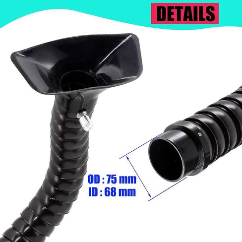 JUYO VONSAN Articulated Hose OD 75MM Flexible Duct Collector Arm Fume Extractor Hose Arm for Welding Laser Soldering Fume Extractor with Valve Smoke Remove Pipe (1, Black, 75MM OD) in Kuwait
