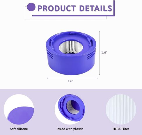Nispira True HEPA Vacuum Filters Replacement Kit Compatible with Dyson V7 V8 Animal and Absolute Vacuum, Compare to Part #967478-01, 4 Packs in Kuwait