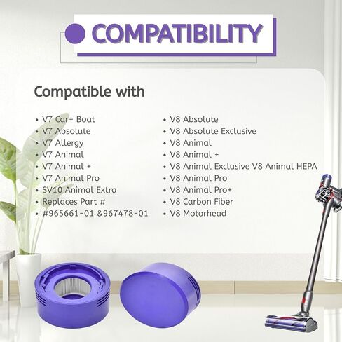 Nispira True HEPA Vacuum Filters Replacement Kit Compatible with Dyson V7 V8 Animal and Absolute Vacuum, Compare to Part #967478-01, 4 Packs in Kuwait