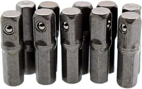 Replacement Part for M.C 10pcs Impact Socket Adapter Converter 1/4" Hex Shank To 1/4" Square Drive 25mm Chrome Vanadium Steel in Kuwait