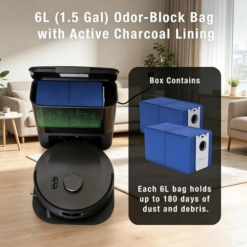 8 Pack Dust Bag for bObsweep UltraVision and UltraVision Pet Robot Vacuum | 6-Liter Large Capacity, Multi-Layer Structure, Locks in Dirt, 8 x Disposable Replacement Vacuum Bags in Kuwait