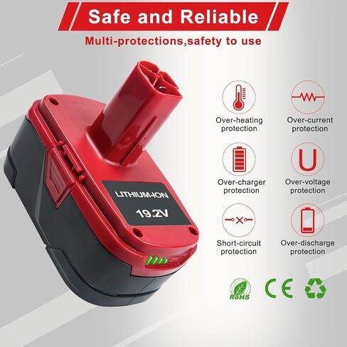 DTK Replacement for Craftsman 19.2V Battery 11375 11376 130279005 1323 903 130211004 130279003 130279017 315.115410 315.11485 315.PP2011 315.PP2020 Tools 6500mah 2 Packs in Kuwait