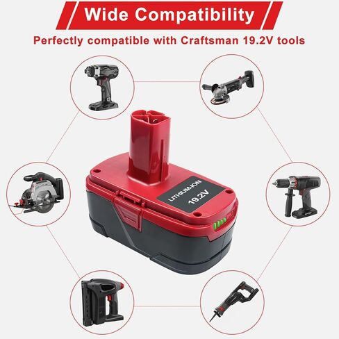 DTK Replacement for Craftsman 19.2V Battery 11375 11376 130279005 1323 903 130211004 130279003 130279017 315.115410 315.11485 315.PP2011 315.PP2020 Tools 6500mah 2 Packs in Kuwait