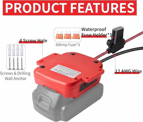 20V Battery Adapter Converter for Black+Decker 20V MAX Lithium Battery, with USB-A 5V 2A Charging Port Positive/Negative Output Terminals for DIY Power Tools, Fans LED Projects in Kuwait