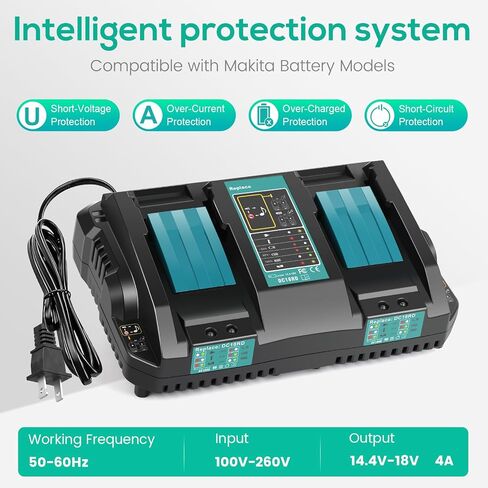 ARyee 18V 8.0Ah Replacement for Makita 18V Battery BL1860 BL1850 BL1850B BL1845B BL1840 BL1840B Lithium-ion with 14.4v-18v Battery Charger in Kuwait