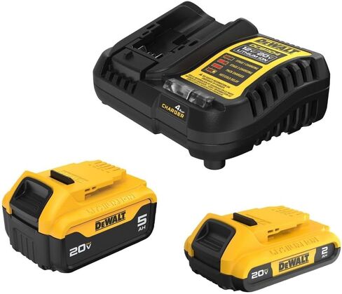DEWALT 20V MAX Lithium-Ion Battery Kit 2 Ah and 5 Ah with Charger (Renewed) in Kuwait