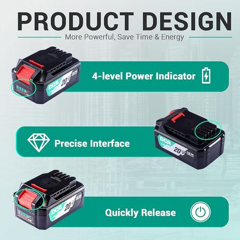 DCA 20V MAX Lithium-Ion Battery, 4.0Ah High Capacity Battery Pack Compactible 20V Cordless Power Tool, 1.3lbs (FFBL2040) in Kuwait