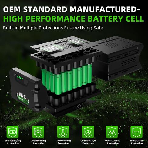 60V 5.0Ah Replacement Battery for Greenworks 60V Lithium-Ion Battery, Compatible with Greenworks 60 Volt LB608 LB605 LB604 LB603 B6025 LB602 Batteria in Kuwait
