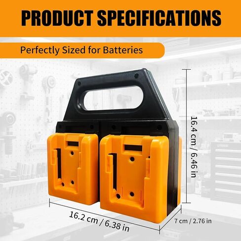 4-Slot Battery Holder Compatible with Dewalt 20V &18V Batteries, Portable Battery Holder with Handle, Ultra-Rugged Heavy Duty Organizer for Storage and Transport(Pack of 1) in Kuwait