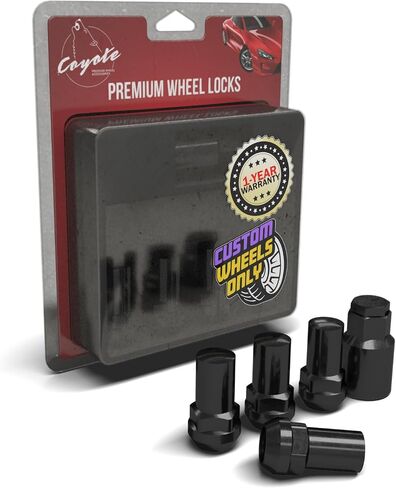Wheel Accessories Parts 4 Locks + Key M14x1.5 14x1.5 Thread Closed End Bulge 1.65" Long Locking Wheel Lug Nuts Lock Black Dual Hex Key 13/16" and 3/4" Hex Fits Camaro | Charger Challenger | Mustang in Saudi Arabia