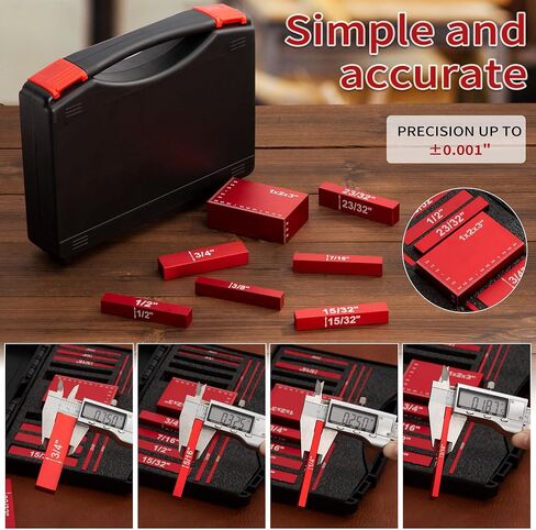 Setup Blocks Woodworking Tools,15pcs Precision Aluminum Height Gauge Set for Router and Table Saw Accessories,Ruler-Marked Bars can easily set the height of the fence,blades bits in Kuwait