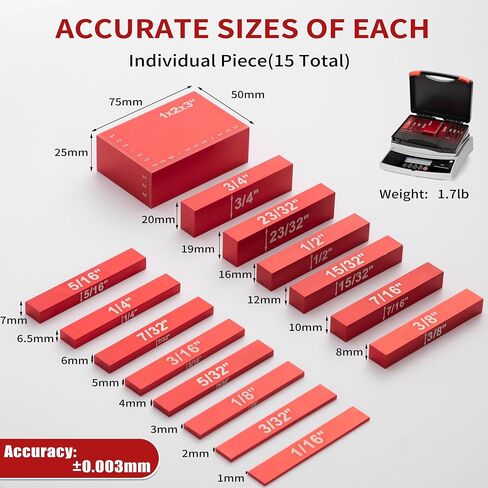 Setup Blocks Woodworking Tools,15pcs Precision Aluminum Height Gauge Set for Router and Table Saw Accessories,Ruler-Marked Bars can easily set the height of the fence,blades bits in Kuwait