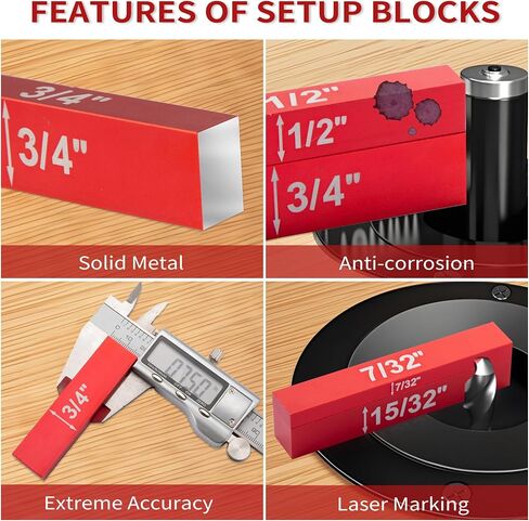Setup Blocks Woodworking Tools,15pcs Precision Aluminum Height Gauge Set for Router and Table Saw Accessories,Ruler-Marked Bars can easily set the height of the fence,blades bits in Kuwait