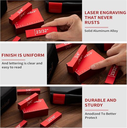 Setup Blocks Woodworking Tools,15pcs Precision Aluminum Height Gauge Set for Router and Table Saw Accessories,Ruler-Marked Bars can easily set the height of the fence,blades bits in Kuwait