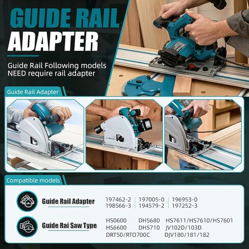 194368-5 110 Inch Track Saw Guide Rail for Makita XPS01 XPS02 SP6000J, Two 55" Rails with Connector, Anti-Slip Anti-Splinter Replacement Rail for Cabinet & Sheet Wood Cutting in Kuwait