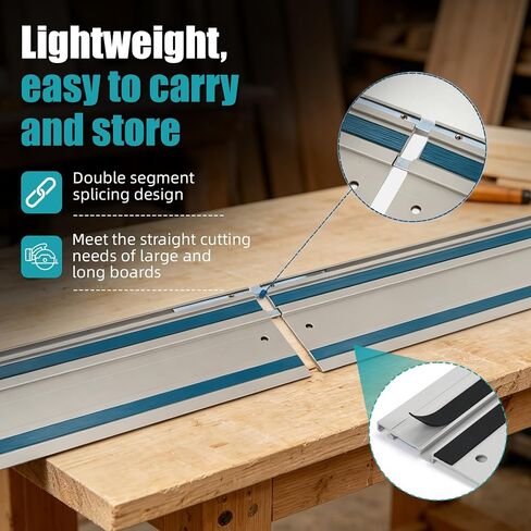 194368-5 110 Inch Track Saw Guide Rail for Makita XPS01 XPS02 SP6000J, Two 55" Rails with Connector, Anti-Slip Anti-Splinter Replacement Rail for Cabinet & Sheet Wood Cutting in Kuwait