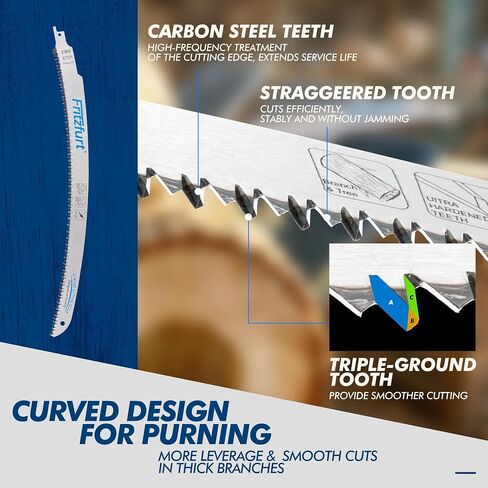 15 Inch Japanese Teeth Reciprocating Saw Blades, 6TPI Curved Pruning Blade for Wood & Green Cutting, Arc Edge Reciprocating Saw Blade 1/2" Shank, Triple-Ground Saw Blades for Branch & Tree Trimming in Kuwait