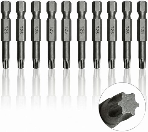 10 Pack T25 Torx Bits, 2 Inch Magnetic S2 Steel Star Bit Set for Impact Driver in Kuwait