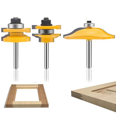 OLETBE Router Bits 2 PCS Router Bit Set 1/2-Inch Shank Woodworking Wood Molding Cutter Woodwork Edge Picture Frame Shelf Mitered Panel Cabinet Door Router Bits Set Professional(2) in Kuwait