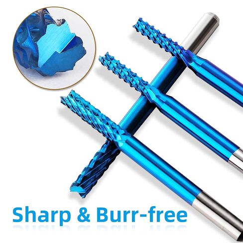 20Pcs 0.6-3.175mm CNC Router Bit Set, 1/8" Shank Nano Blue Coat Carbide Engraving End Milling Cutter Rotary Burrs Tool in Kuwait
