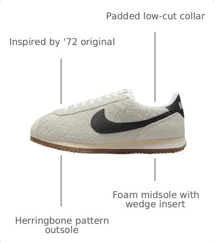 Nike Cortez Vintage Women's Shoes (FJ2530-102, Summit White/Muslin/Gum Medium Brown/Black) Size 7.5 in Kuwait