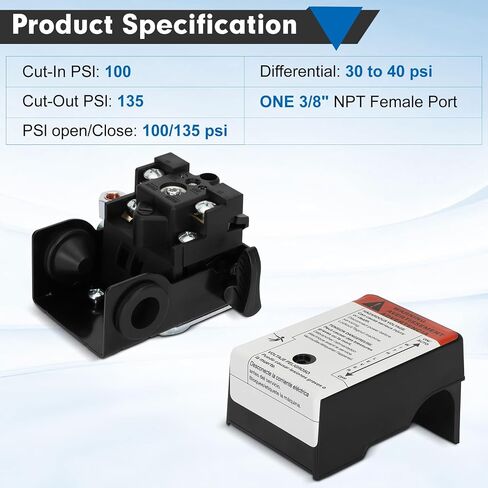 Air Compressor Pressure Switch Replacement for 23474661, 100-135 PSI, Compatible with Ingersoll-Rand Air Compressor: SS3L3 SS4L5 SS5L5/N5 Single Stage Compressors in Kuwait