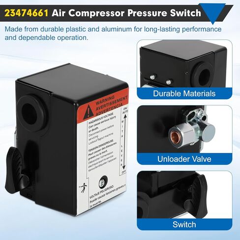 Air Compressor Pressure Switch Replacement for 23474661, 100-135 PSI, Compatible with Ingersoll-Rand Air Compressor: SS3L3 SS4L5 SS5L5/N5 Single Stage Compressors in Kuwait