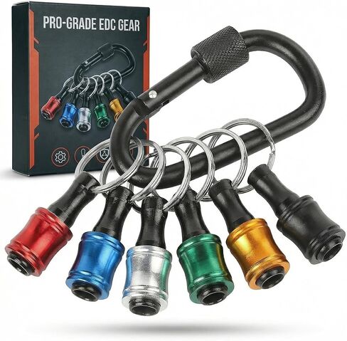6PCS 1/4" Hex Shank Bit Holder Set, Aluminum Quick Change Drill Bit Holder with Keychain & Carabiner for Impact Driver and Screwdriver in Kuwait