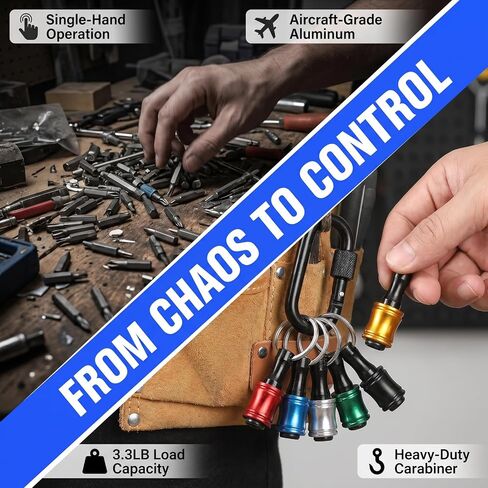 6PCS 1/4" Hex Shank Bit Holder Set, Aluminum Quick Change Drill Bit Holder with Keychain & Carabiner for Impact Driver and Screwdriver in Kuwait