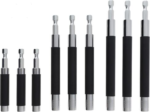 ChgImposs Drill Bit Holder, Scalable Drill Bit Extension 9 Pcs, 3.15"/4.72"/5.51"(80/120/140mm) Magnetic Bit Holder 1/4" Hex, Drill Extension Bit Holder for Screwdriver, Drill Bit Guide Rod Adapter in Kuwait